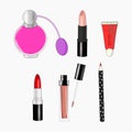 Cosmetics set. Vector illustration of make up collection. Royalty Free Stock Photo